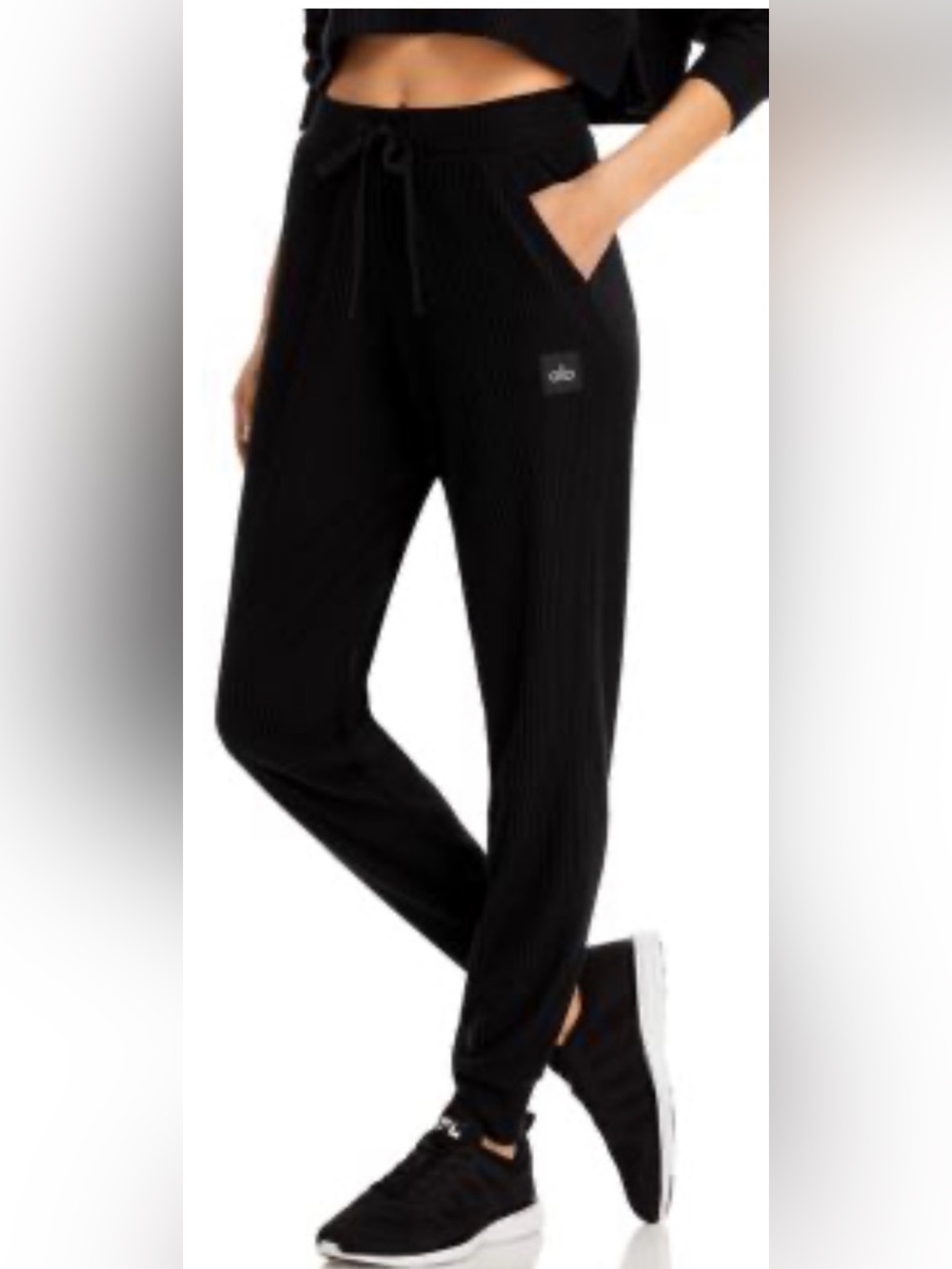 🌺ALO Yoga Black Ribbed Drawstring Joggers🌺